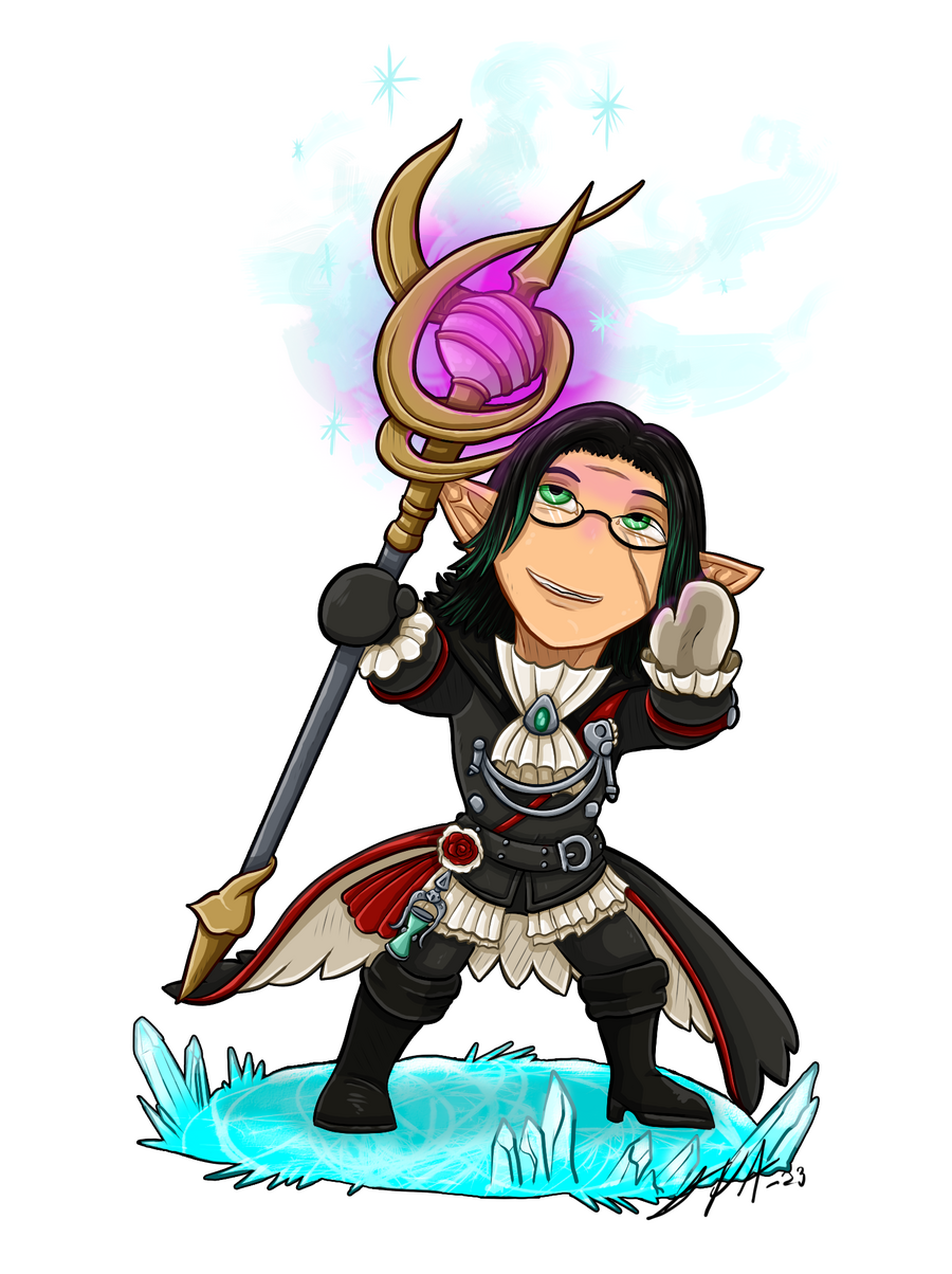 A small and cute drawing of Marce casting a spell.